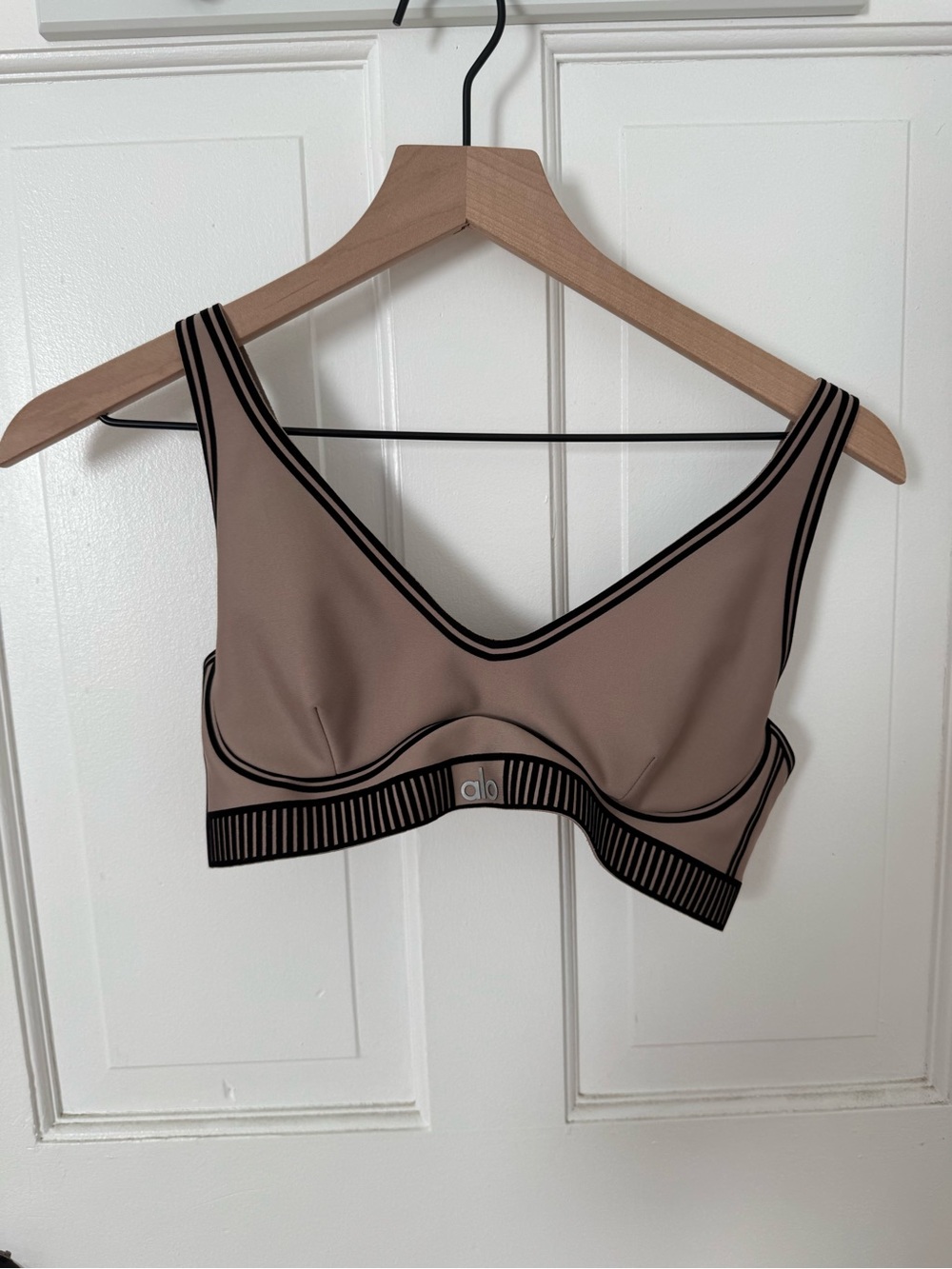 ALO Yoga Taupe Sports Bralette with Black Trim